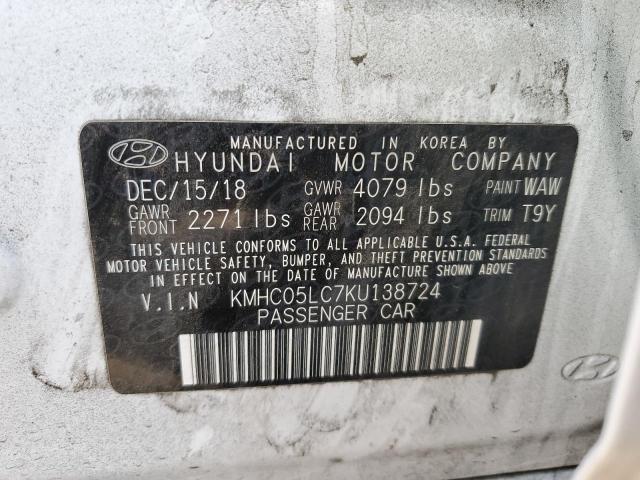 VIN KMHC05LC7KU138724 2019 HYUNDAI IONIQ no.12