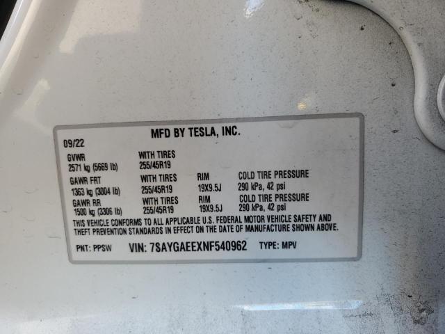 2022 TESLA MODEL Y 7SAYGAEEXNF540962