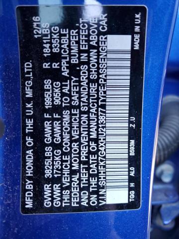 2017 HONDA CIVIC SPOR - SHHFK7G4XHU213877