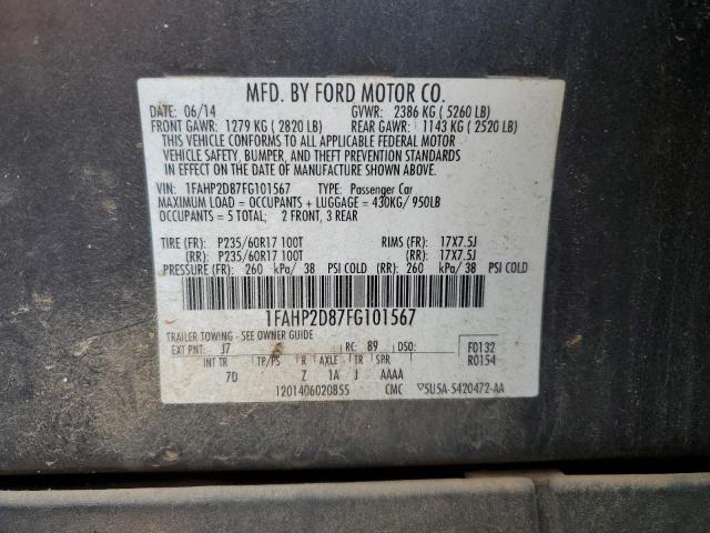 VIN 1FAHP2D87FG101567 2015 FORD TAURUS no.12