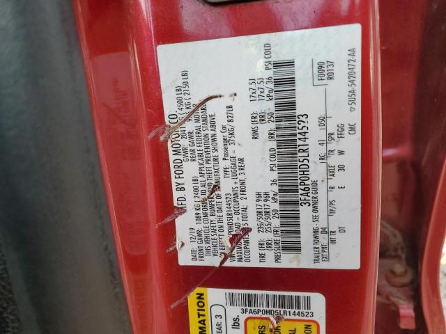 2020 FORD FUSION 4D 3FA6P0HD5LR144523