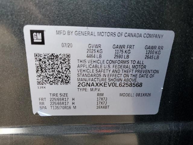2020 CHEVROLET EQUINOX LT - 2GNAXKEV0L6258568