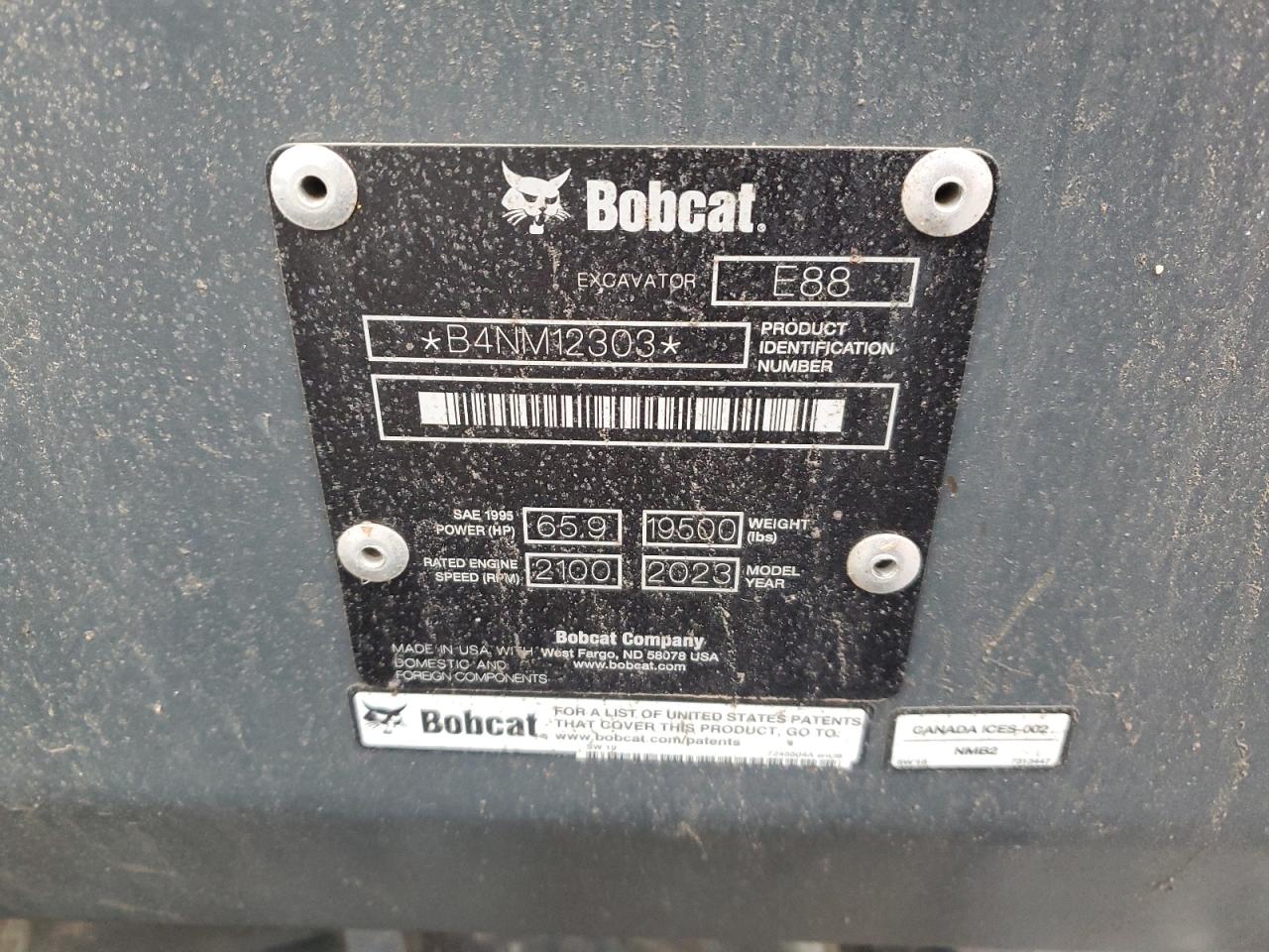 Lot #3029348780 2023 BOBCAT E88