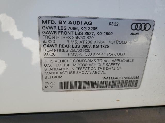 2022 AUDI E-TRON SPO WA11AAGE1NB032986