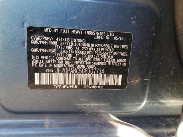 2016 SUBARU CROSSTREK - JF2GPABC5G8307734