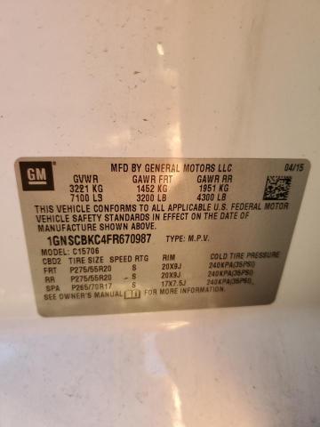 2015 CHEVROLET TAHOE C150 - 1GNSCBKC4FR670987