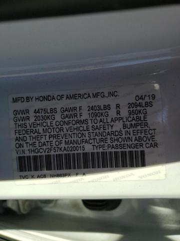 2019 HONDA ACCORD EXL - 1HGCV2F57KA020015