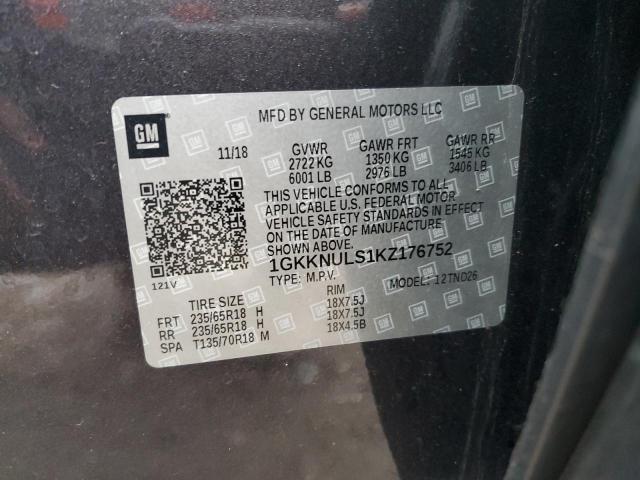 2019 GMC ACADIA SLT 1GKKNULS1KZ176752