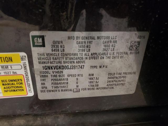 2016 CHEVROLET TRAVERSE L - 1GNKVGKD0GJ281747