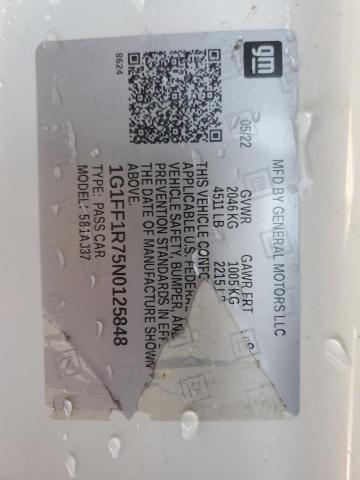 2022 CHEVROLET CAMARO LT1 1G1FF1R75N0125848