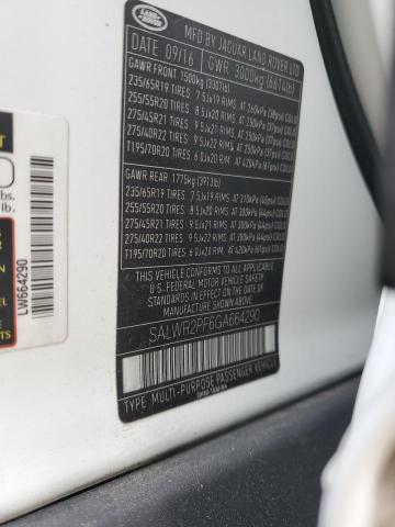 2016 LAND ROVER RANGE ROVE - SALWR2PF6GA664290