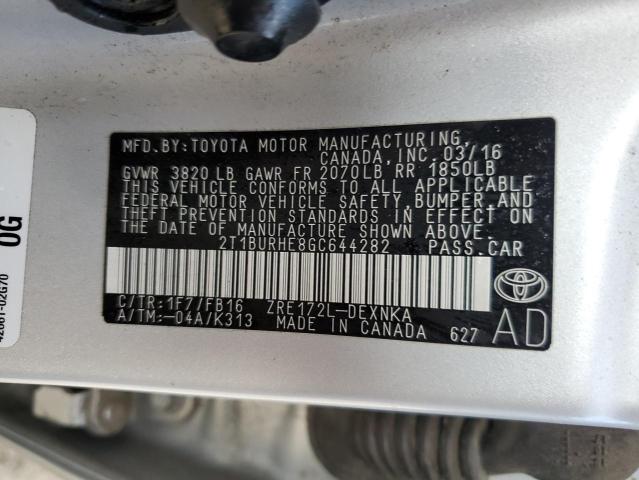 2016 TOYOTA COROLLA L - 2T1BURHE8GC644282