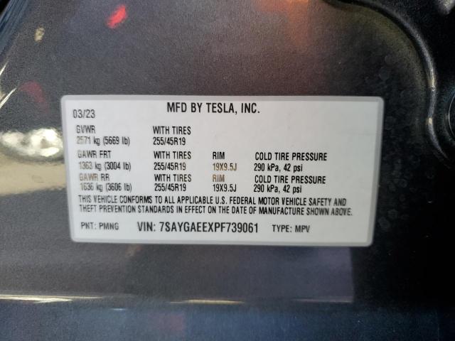 VIN 7SAYGAEEXPF739061 2023 TESLA MODEL Y no.13