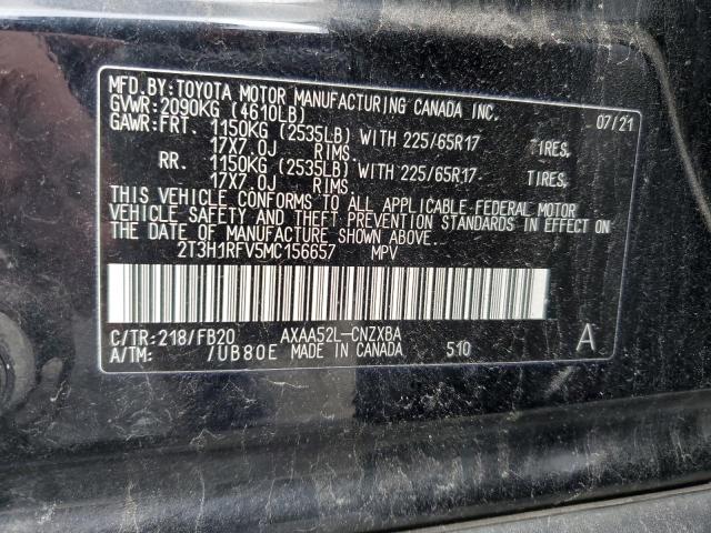 VIN 2T3H1RFV5MC156657 2021 TOYOTA RAV4 no.13