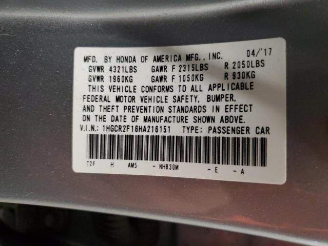 2017 HONDA ACCORD SPO - 1HGCR2F16HA216151