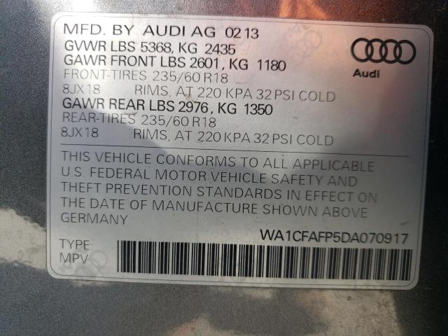 VIN WA1CFAFP5DA070917 2013 AUDI Q5 no.13