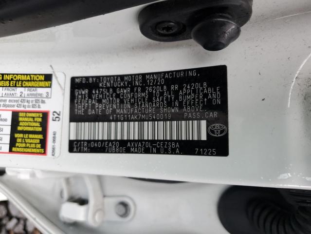2021 TOYOTA CAMRY SE - 4T1G11AK7MU540019