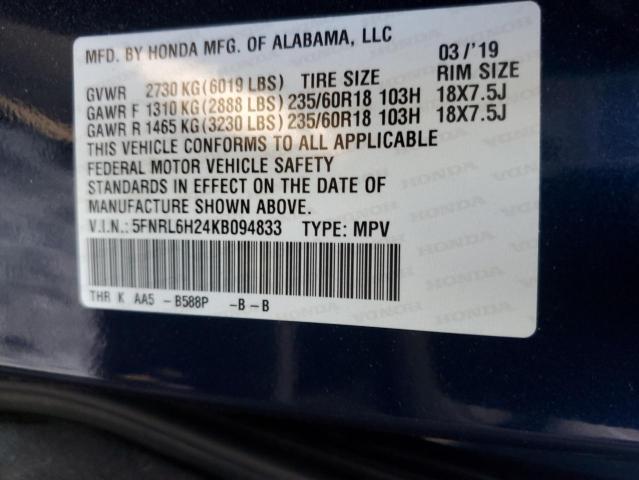 2019 HONDA ODYSSEY LX 5FNRL6H24KB094833