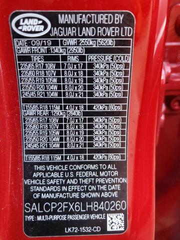 2020 LAND ROVER DISCOVERY - SALCP2FX6LH840260