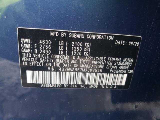 2021 SUBARU LEGACY 4S3BWAB67M3003545