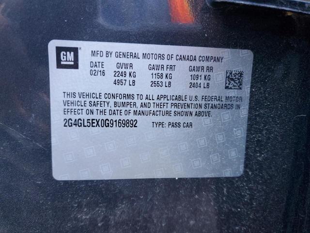 2016 BUICK REGAL 2G4GL5EX0G9169892