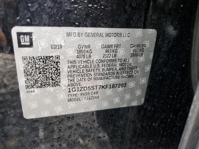 2019 CHEVROLET MALIBU LT - 1G1ZD5ST7KF187293