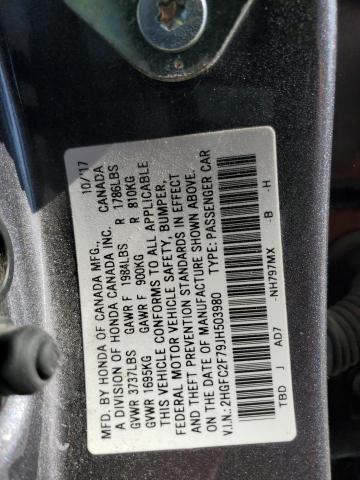 2018 HONDA CIVIC EX - 2HGFC2F79JH503980
