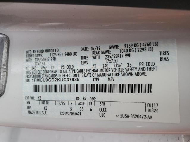 2019 FORD ESCAPE SE - 1FMCU9GD2KUC37935