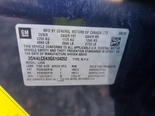 2016 CHEVROLET EQUINOX LT - 2GNALCEK8G6104252