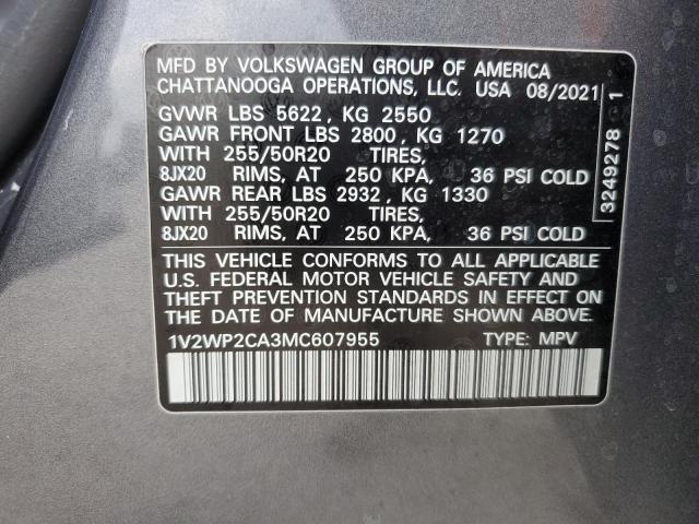 VIN 1V2WP2CA3MC607955 2021 VOLKSWAGEN ATLAS no.13