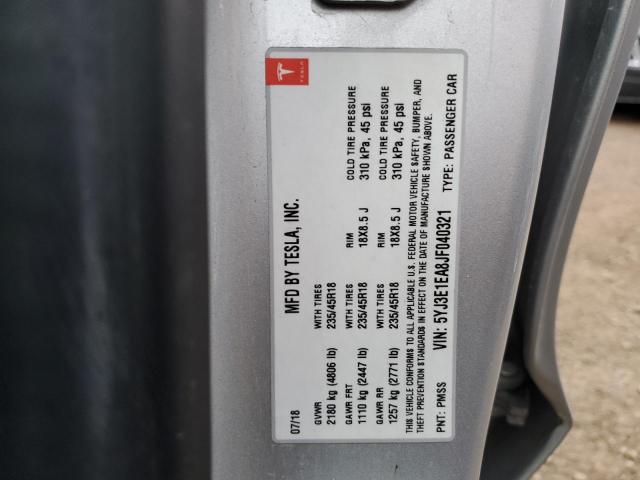 2018 TESLA MODEL 3 - 5YJ3E1EA8JF040321