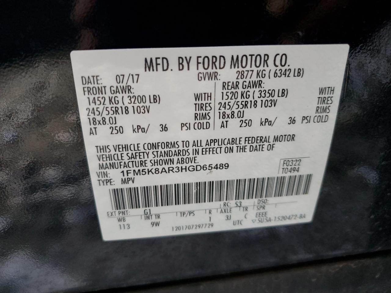 Lot #3030540478 2017 FORD EXPLORER P