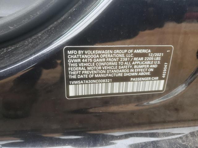 2022 VOLKSWAGEN PASSAT SE - 1VWSA7A30NC008321