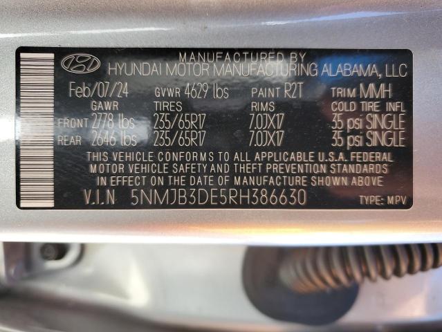 VIN 5NMJB3DE5RH386630 2024 HYUNDAI TUCSON no.12