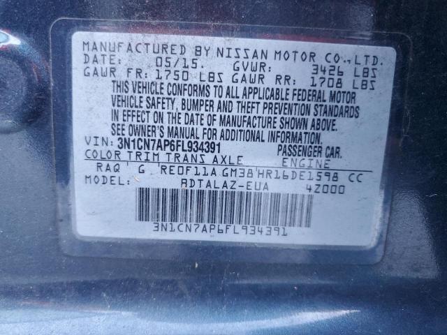 VIN 3N1CN7AP6FL934391 2015 NISSAN VERSA no.12