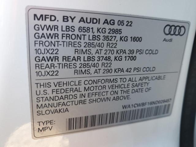 2022 AUDI SQ8 PRESTI WA1CWBF16ND026457