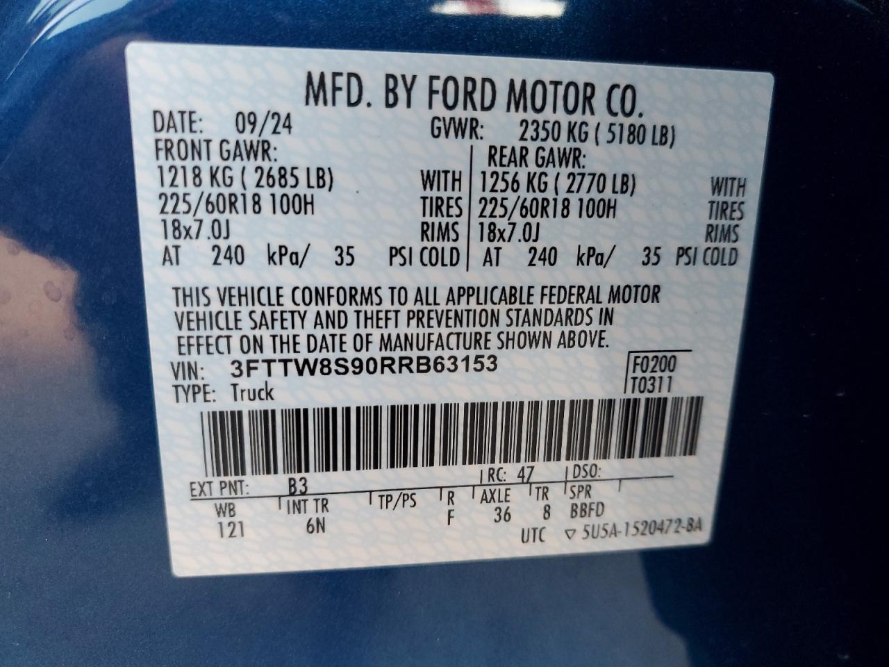 Lot #3024688579 2024 FORD MAVERICK L