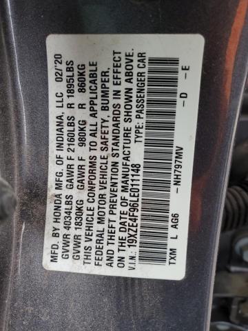 2020 HONDA INSIGHT TO 19XZE4F96LE011148