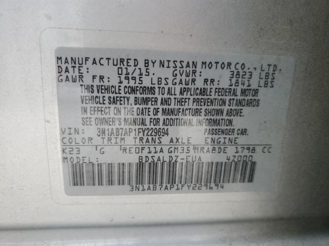 VIN 3N1AB7AP1FY229694 2015 NISSAN SENTRA no.12