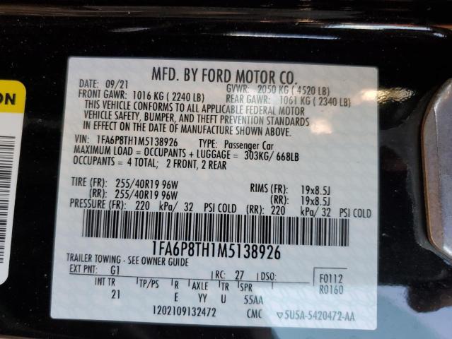 2021 FORD MUSTANG - 1FA6P8TH1M5138926