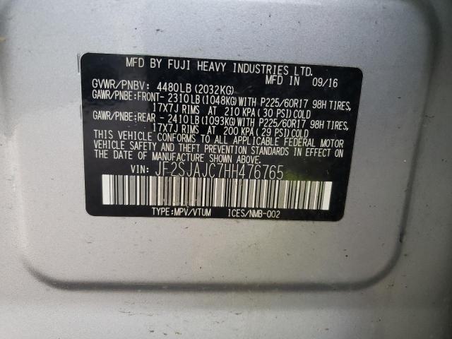 2017 SUBARU FORESTER 2 - JF2SJAJC7HH476765