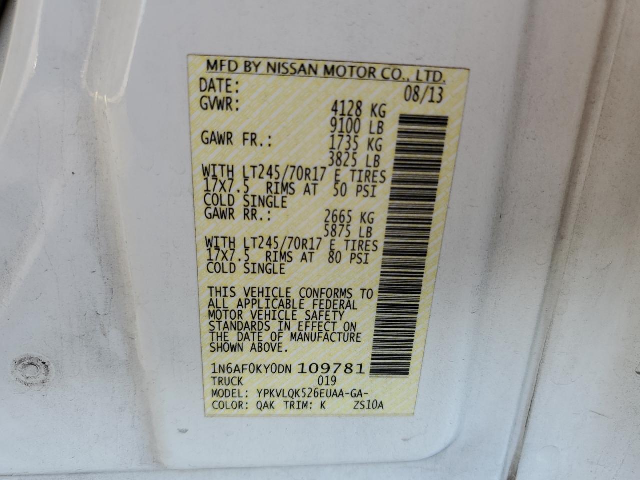 Lot #3026055968 2013 NISSAN NV 2500