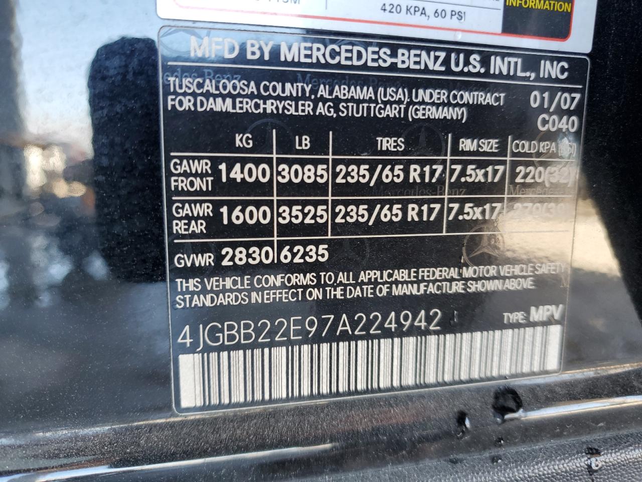 Lot #3024410538 2007 MERCEDES-BENZ ML 320 CDI