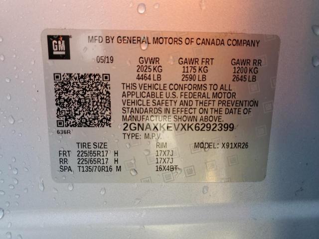 2019 CHEVROLET EQUINOX LT - 2GNAXKEVXK6292399