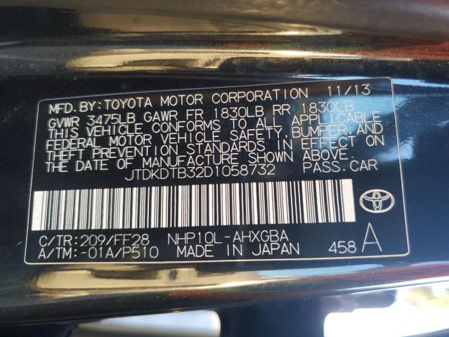 VIN JTDKDTB32D1058732 2013 TOYOTA PRIUS no.12