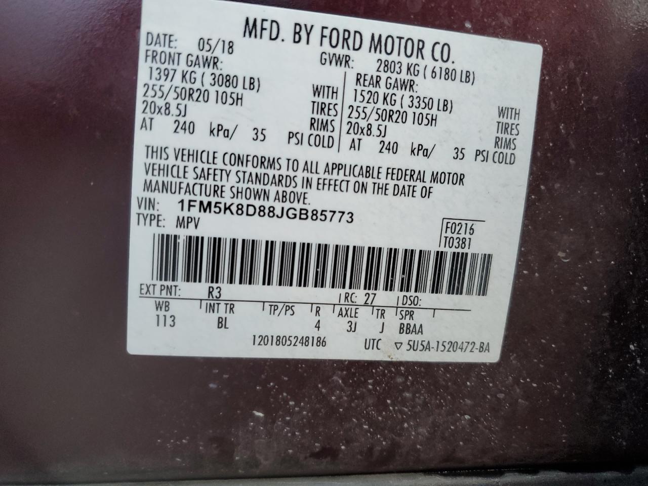 Lot #3028649292 2018 FORD EXPLORER X