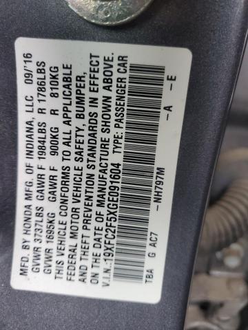 2016 HONDA CIVIC LX - 19XFC2F5XGE091604