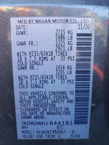 2020 NISSAN PATHFINDER - 5N1DR2ANXLC644181