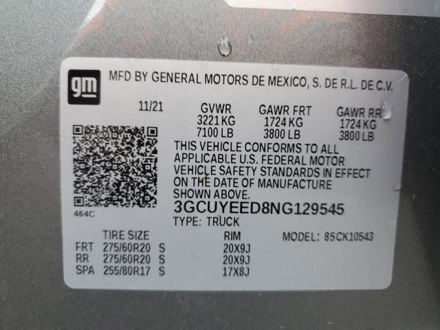 2022 CHEVROLET SILVERADO - 3GCUYEED8NG129545