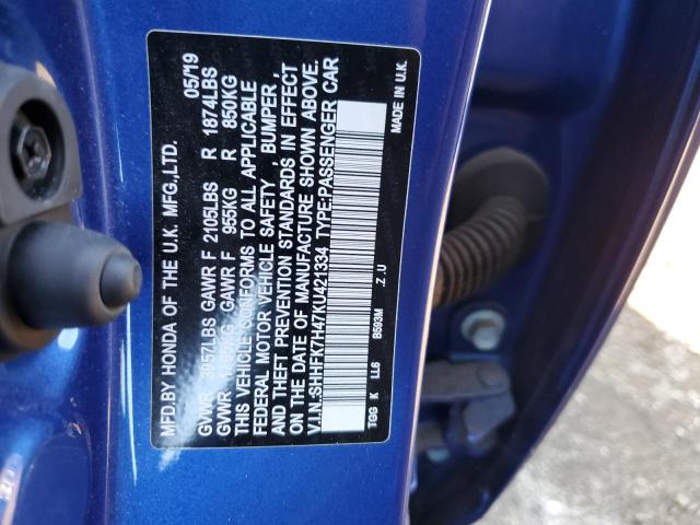 VIN SHHFK7H47KU421334 2019 HONDA CIVIC no.12